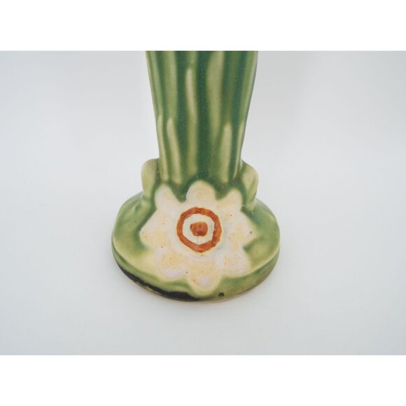 Antique 1920's Weller Pottery Ardsley Cattail 9" Bud Vase - Picture 6 of 14